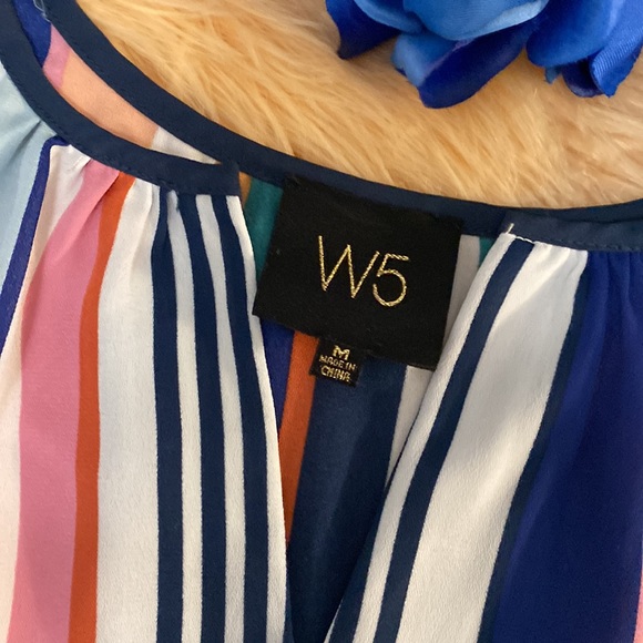 Vertical Striped Chiffon Cuffed Sleeved Shirt Sz MED NEW! - Picture 4 of 4